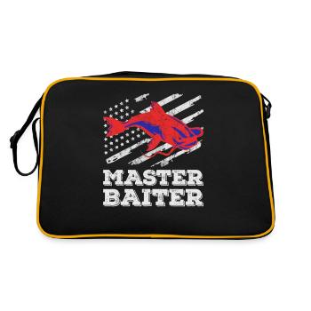 Master Baiter - Wels Catfish Angler Fischen Angeln - Retro Tasche - Schwarz/Gold - Hinten