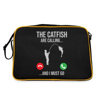 Catfish Telefonanruf - Blue Catfish Slayer - Retro Tasche - Schwarz/Gold - Hinten
