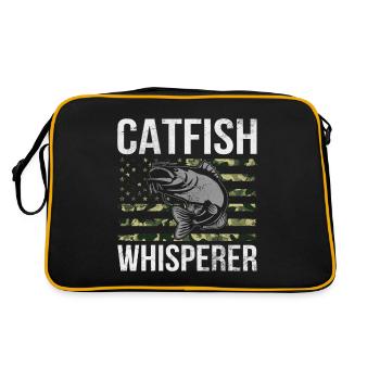Catfish Whisperer - Wels Catfish Hunter - Retro Tasche - Schwarz/Gold - Hinten