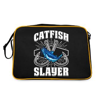 Wels Slayer - Wels Catfish Hunter - Retro Tasche - Schwarz/Gold - Hinten