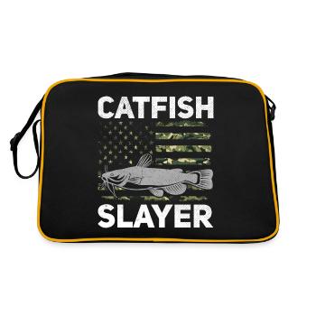 Wels Slayer - Wels Catfish Hunter - Retro Tasche - Schwarz/Gold - Hinten