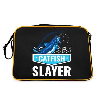 Wels Slayer - Wels Catfish Hunter - Retro Tasche - Schwarz/Gold - Hinten