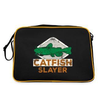 Wels Slayer - Wels Catfish Hunter - Retro Tasche - Schwarz/Gold - Hinten