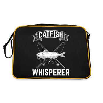 Catfish Whisperer - Wels Catfish Hunter - Retro Tasche - Schwarz/Gold - Hinten