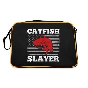 Wels Slayer - Wels Catfish Hunter - Retro Tasche - Schwarz/Gold - Hinten
