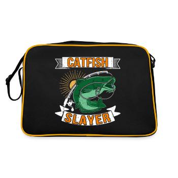 Wels Slayer - Wels Catfish Hunter - Retro Tasche - Schwarz/Gold - Hinten