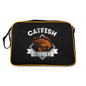 Wels Slayer - Wels Catfish Hunter - Retro Tasche - Schwarz/Gold - Hinten