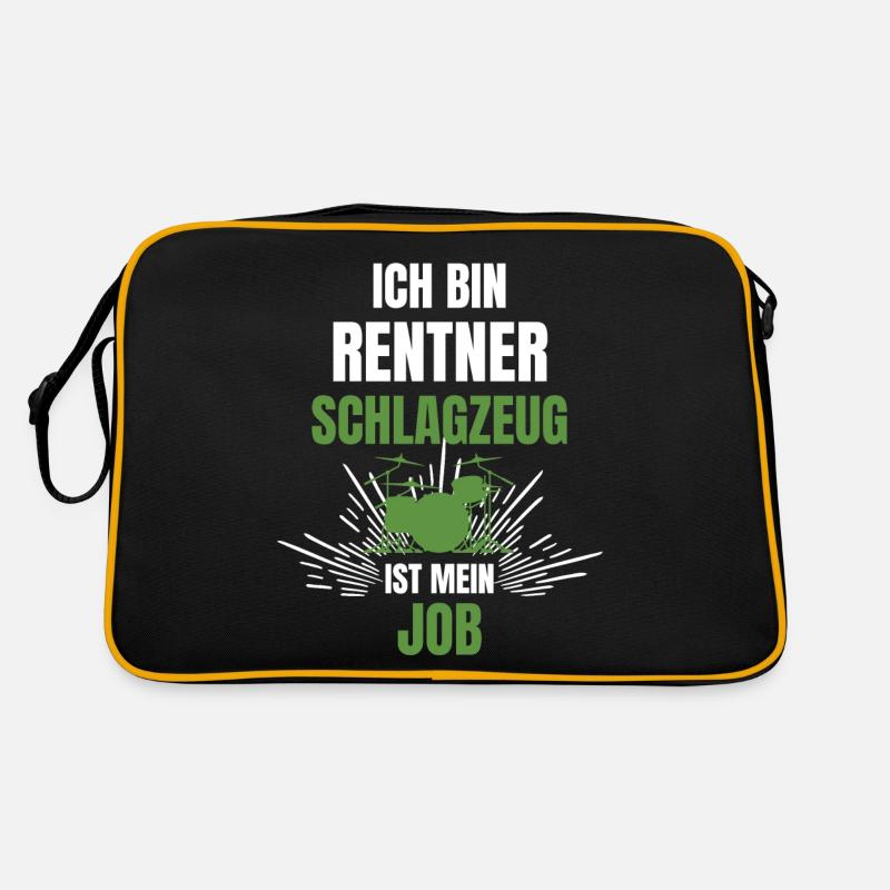 Schlagzeuger Rentner Ruhestand - Retro Tasche - Schwarz/Gold