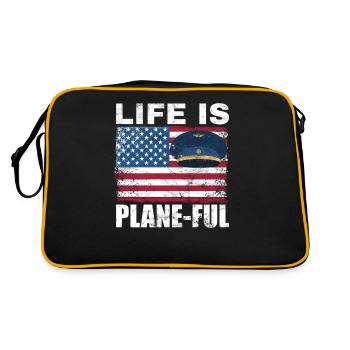 Airline Pilot Aviation Flugkapitän Jumbo Jet - Retro Tasche - Schwarz/Gold - Hinten