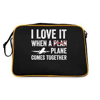 Flugkapitän Airline Flieger Pilot Jumbo Jet - Retro Tasche - Schwarz/Gold - Hinten