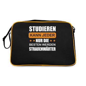 Road maintenance Anyone can study road construction - Retro Bag - black/gold - Back