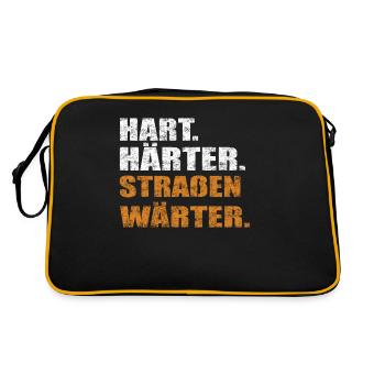 Hart Härter Straßenwärter | Straßenbau - Retro Tasche - Schwarz/Gold - Hinten