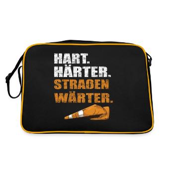 Hart Härter Straßenwärter | Straßenbau - Retro Tasche - Schwarz/Gold - Hinten