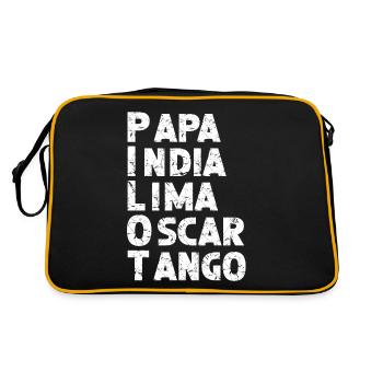 Alphabet Pilote Aviation Radio Airband Pilote de ligne - Sac Retro - noir/or - Dos