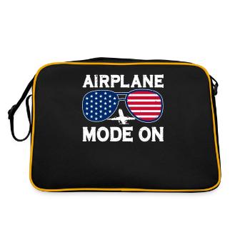 Airplane Mode Flugzeug Pilot Spruch - Retro Tasche - Schwarz/Gold - Hinten