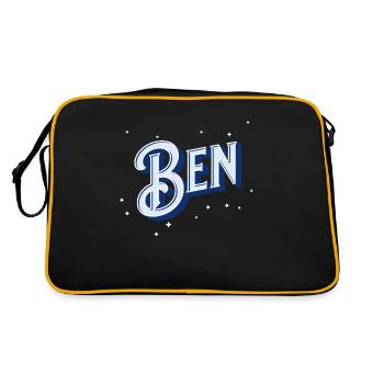 Ben Namen personalisiert - Retro Tasche - Schwarz/Gold - Hinten