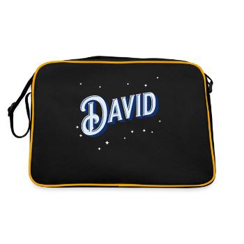 David Namen personalisiert - Retro Tasche - Schwarz/Gold - Hinten