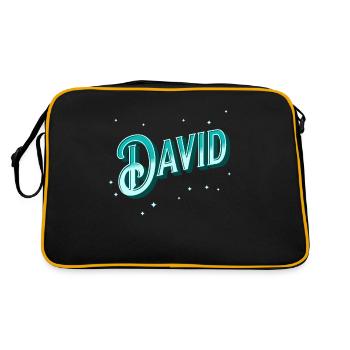 David Namen personalisiert - Retro Tasche - Schwarz/Gold - Hinten