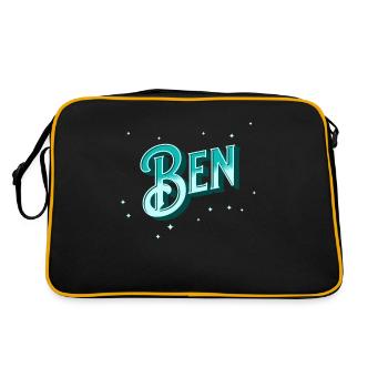 Ben Namen personalisiert - Retro Tasche - Schwarz/Gold - Hinten
