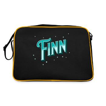 Finn Namen personalisiert - Retro Tasche - Schwarz/Gold - Hinten