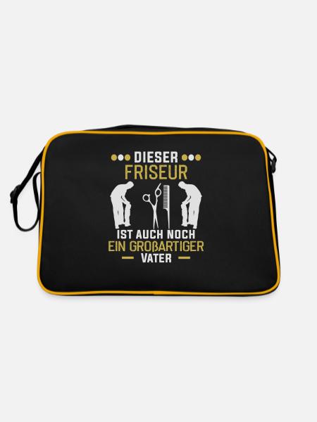 Friseur Vatertag Barber - Retro Tasche - Schwarz/Gold - Hinten