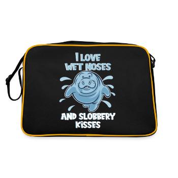 Cold Nose Warm Heart Manatee mollige Seekuh - Retro Tasche - Schwarz/Gold - Hinten