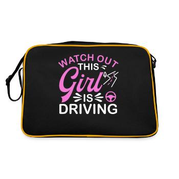 Pass auf Dieses Mädchen fährt Führerschein - Retro Tasche - Schwarz/Gold - Hinten