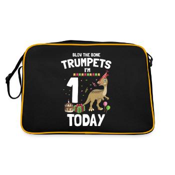 Parasaurolophus for dinosaurs and fosil hunters - Retro Bag - black/gold - Back