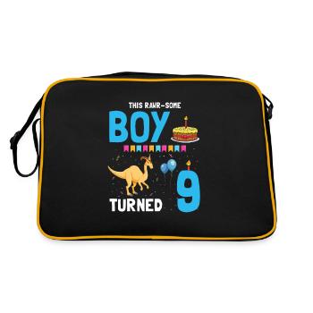 Parasaurolophus Buben Design Geburtstagsparty - Retro Tasche - Schwarz/Gold - Hinten