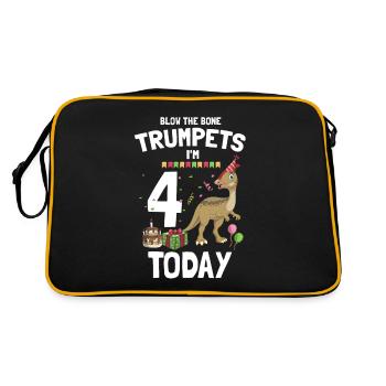 Parasaurolophus for dinosaurs and Fosil hunters - Retro Bag - black/gold - Back