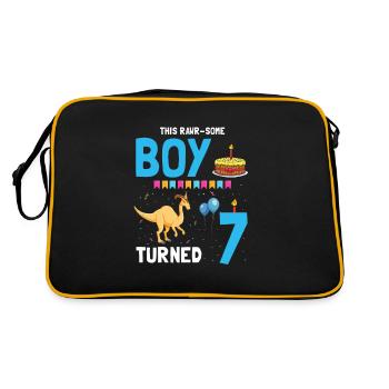 Parasaurolophus Buben Design Geburtstagsparty - Retro Tasche - Schwarz/Gold - Hinten