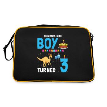 Parasaurolophus Buben Design Geburtstagsparty - Retro Tasche - Schwarz/Gold - Hinten