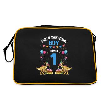 Parasaurolophus Buben Design Geburtstagsparty - Retro Tasche - Schwarz/Gold - Hinten