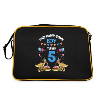 Parasaurolophus Buben Design Geburtstagsparty - Retro Tasche - Schwarz/Gold - Hinten