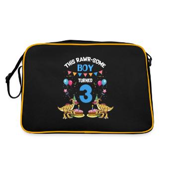 Parasaurolophus Buben Design Geburtstagsparty - Retro Tasche - Schwarz/Gold - Hinten