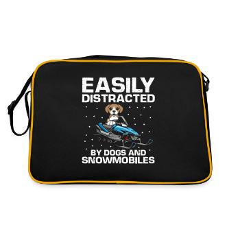 Schneemobilfahrer und Skidoo Design - Retro Tasche - Schwarz/Gold - Hinten