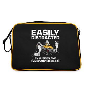 Schneemobilfahrer und Skidoo Design - Retro Tasche - Schwarz/Gold - Hinten