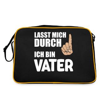 Lasst mich durch,bin Vater. Lustiger Papaspruch - Retro Tasche - Schwarz/Gold - Hinten