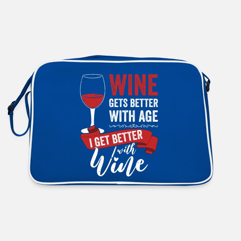 Wine Gets Better With Age Wein Trinkspruch Retro Tasche