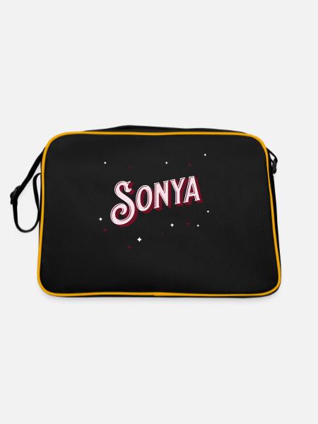 Nom Sonya personnalisé - Sac Retro - noir/or - Dos