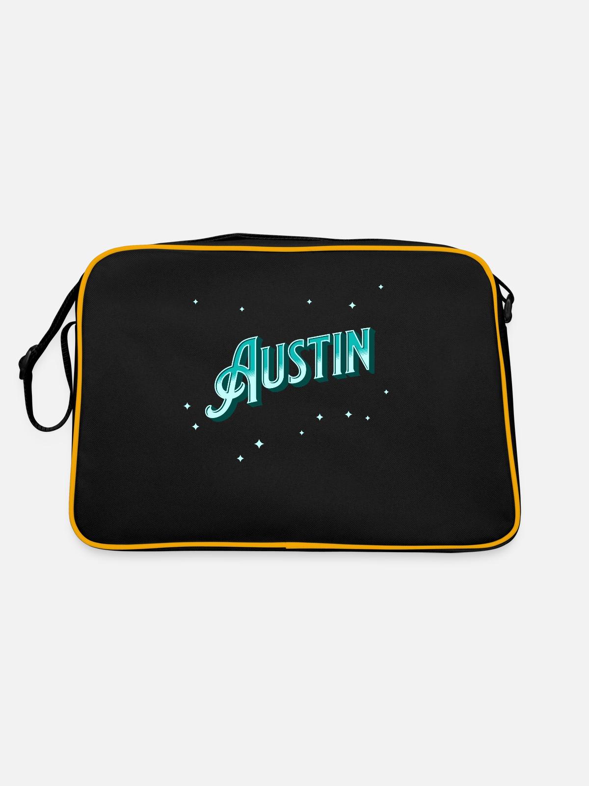 Austin name personalized - Retro Bag - black/gold - Back
