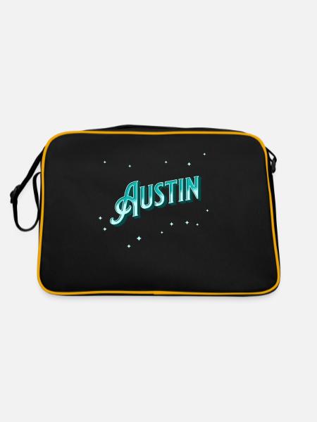 Austin Namen personalisiert - Retro Tasche - Schwarz/Gold - Hinten