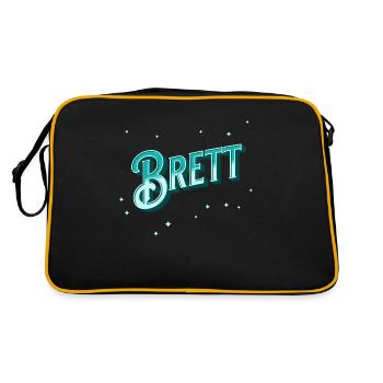 Brett Namen personalisiert - Retro Tasche - Schwarz/Gold - Hinten