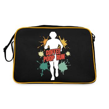 Coffee Poop Run Lustig Läufer Marathon - Retro Tasche - Schwarz/Gold - Hinten