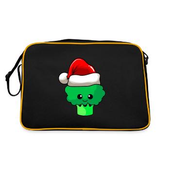 Broccoli Weihnachten Comic Xmas - Retro Tasche - Schwarz/Gold - Hinten
