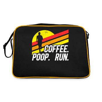 Coffee Poop Run Lustige Traillauf-Grafik - Retro Tasche - Schwarz/Gold - Hinten
