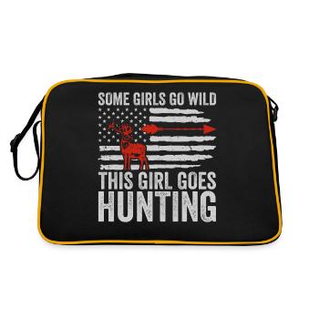 Deer Hunting Huntress Saying Hunting - Retro Bag - black/gold - Back