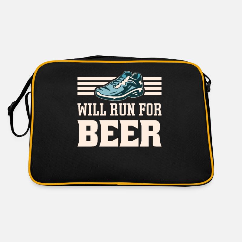 Will Run For Beer Lustige Läufer Retro Tasche