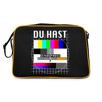 Du Hast Sendepause Testbild 90er Party 80er Jahre - Retro Tasche - Schwarz/Gold - Hinten