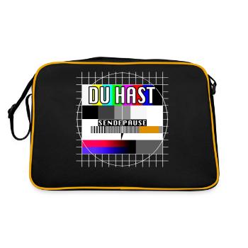 Du Hast Sendepause Testbild 90er Party 80er Jahre - Retro Tasche - Schwarz/Gold - Hinten
